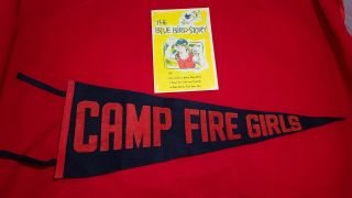 Camp Fire Girls Pennant And The Blue Bird Story Book Rare Vintage/antique Scouts