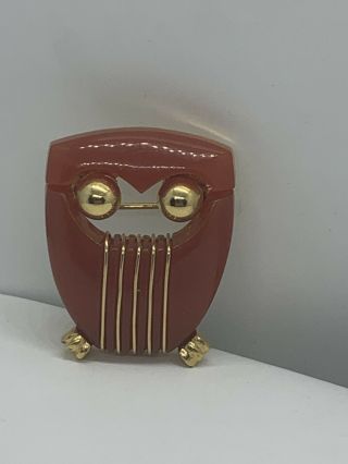 Vintage Crown Trifari Owl Brooch Pin Rare