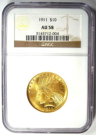1911 Indian Gold Eagle $10 Coin - Certified NGC AU58 - Rare Gold Coin 2