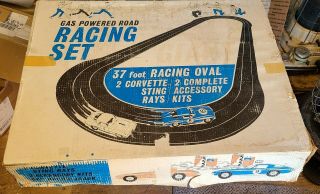 Cox Gas Powered Road Racing Tether Slot Car Track Set 1/20 Nitro Corvette Rare