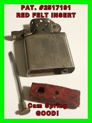 Rare Red Felt Serious Collectors Only 1 Full Size Zippo Insert 1964 - 1966