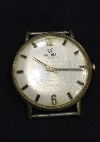 Vintage 60s Mens Precimax Swiss Watch 17 Jewels Incabloc No Strap