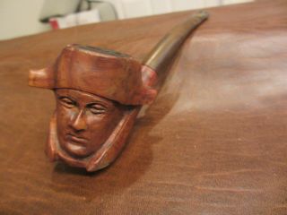 Vintage Antique Napoleon Head Bust Carved Wood Tobacco Smoking Pipe