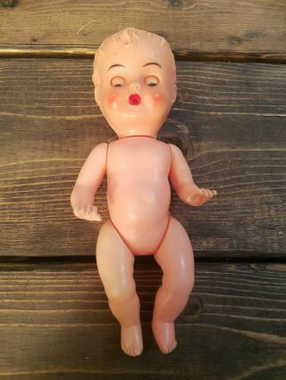 Vintage Blue Box Toys Plastic Jointed Baby Doll W/ Sleepy Eyes Made In Hong Kong