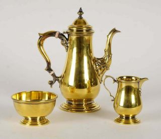 Rare Vintage Birks Gold - Plated Solid Sterling Silver Coffee Tea Set Hallmarked