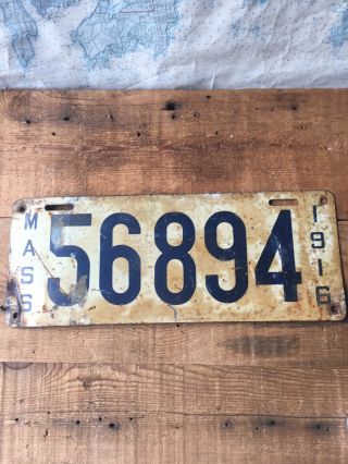 1916 Vintage Antique Massachusetts Mass Ma Dealer Metal License Plate 56894