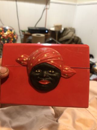 Plastic Black Americana Fosta Product Recipe Box Vtg 1940’s Red Rare Good Condit