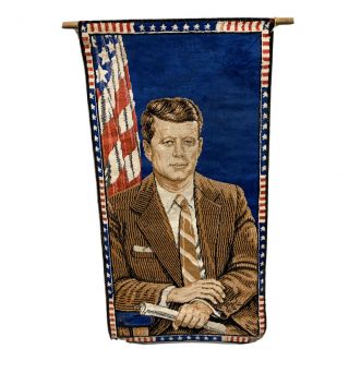 Jfk President John F Kennedy 1964 Tapestry Wall Hanging Rug Made In Italy Rare