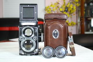 Rare - Ex - Vintage Rolleiflex 2.  8 E Tlr Camera & Carl Zeis 80/2.  8 Planar & Case