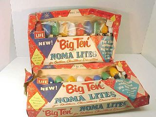 2 Boxes Of Vintage Noma Big Ten Outdoor Christmas Lights