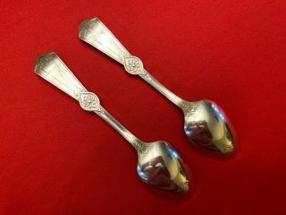 ROMAN Holmes Booth & Haydens Silverplate Set of 2 SERVING SPOONS 1884 2