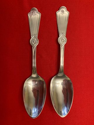 ROMAN Holmes Booth & Haydens Silverplate Set of 2 SERVING SPOONS 1884 3