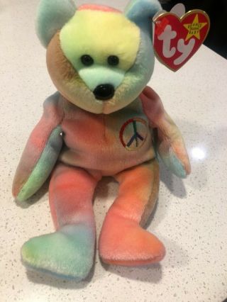 1996 Ty Beanie Baby,  Peace Retired And Rare Beanie,  Still With Tags