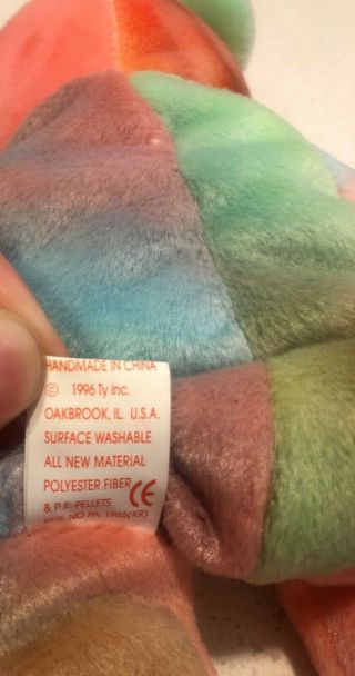 1996 Ty Beanie Baby,  Peace Retired and rare Beanie,  still with tags 6