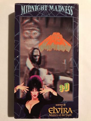 The Mask In 3 - D Rare Vhs Rhino 1990 Midnight Madness With Elvira Vintage Horror