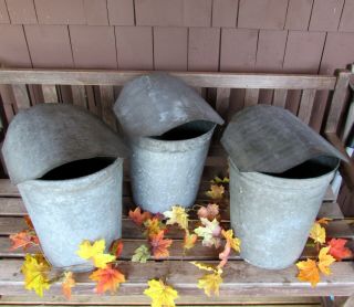 3 Tall Vintage Vermont Maple Sap Buckets,  Covers Rustic Farmhouse Fall & Holidays