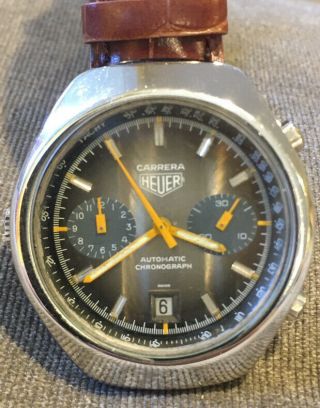 Vintage (pre - Tag) Heuer Carrera Stainless Steel Ref: 110.  573f Rare Fume Dial