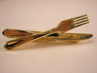 - Knife & Fork Vintage Tie Bar Clip Silverware Flatware Dining Cutlery Restaurant