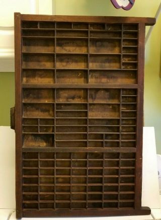 Antique Primitive Wooden Printing Press Drawer Shadow Box Tray