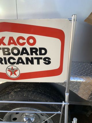 Rare NOS Vtg 1968 TEXACO OUTBOARD MARINE OIL CAN DISPLAY RACK w/ Sugn & Orig Box 4