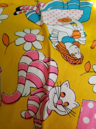 Vintage Alice in Wonderland curtain panel 44 By 84 Hand made Yellow 3