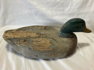 Antique Large Mallard Wood Duck Decoy Hand Painted 19” Long