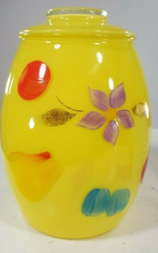 Vintage Bartlett Collins Asian Theme Glass Cookie Jar Very Rare Collectible