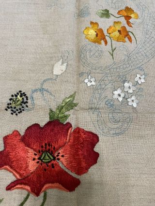 Vintage Unfinished Vintage 1920’s Arts & Crafts Satin Stitch Embroidery 2