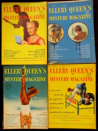 4 - 1st Edition Vintage Ellery Queen Mystery Magazines 1951 Jan Apr July Oct