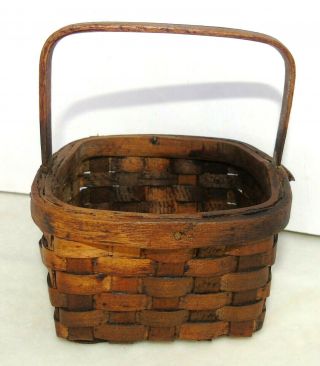 Antique Primitive Small Square Splint Basket