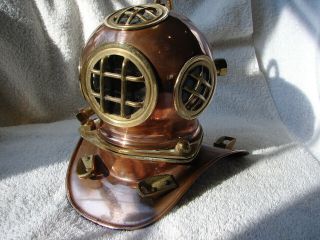 Deep Sea Diving Helmet - Mini/table Top Copper And Brass -