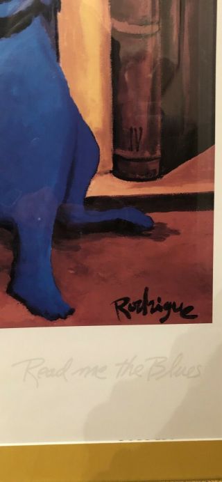 RARE GEORGE RODRIGUE BLUE DOG PRINT - “READ ME THE BLUES” 1999. 4
