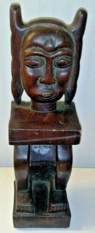 African Tribal Folk Art Wood Carving Statue Bust Figurine Man Or Woman Statue