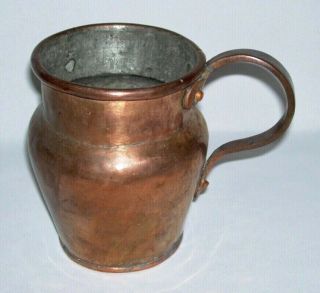 Antique Handmade Solid Hammered Copper Mug - Tankard W/tin Lining (48 Oz. )