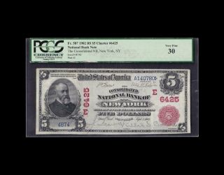 Rare 1902 $5 Red Seal National York Pcgs Very Fine 30