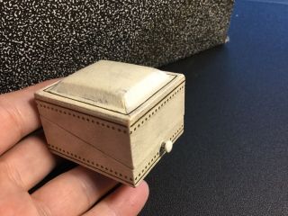 Antique Vintage Ivory Color Leatherette Ring Jewelry Presentation Box