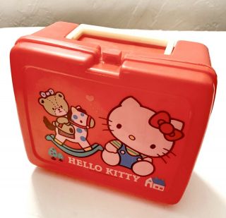 Rare Vintage 1976 1986 Sanrio Hello Kitty Plastic Box Hand Bag