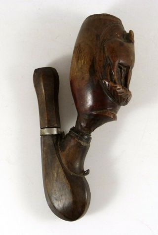 Antique Hand - Carved Wood Figural Smoking Pipe Sheep Ram Swiss Black Forest