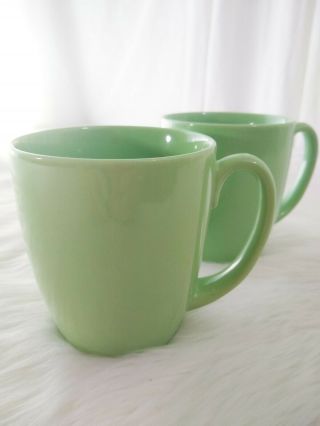 Rare Color - Green - Corelle Stoneware - Set Of 2 - Coffee Tea Cups Mugs
