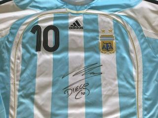 rare hand signed Diego Maradona Argentina Shirt with 2