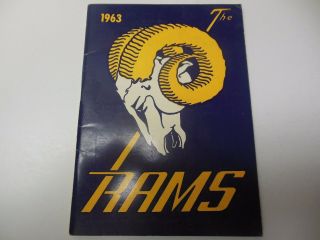 1963 Nfl Football Media Guide Los Angeles Rams Very Rare And In