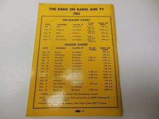 1963 NFL FOOTBALL MEDIA GUIDE LOS ANGELES RAMS VERY RARE AND IN 3