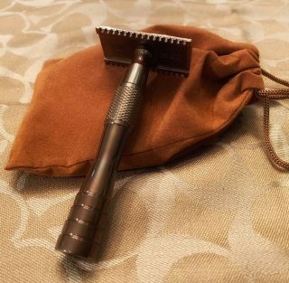 Wolfman Antique Bronze Wr1 Open Comb Oc Safety Razor With Wrh7 Handle - Rare
