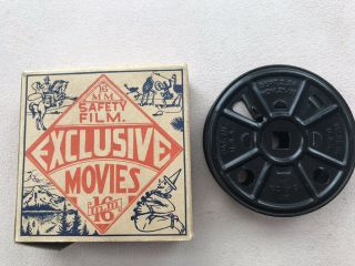 Vintage Antique 16mm Safety Film Exclusive Movies - Box And Empty Reel