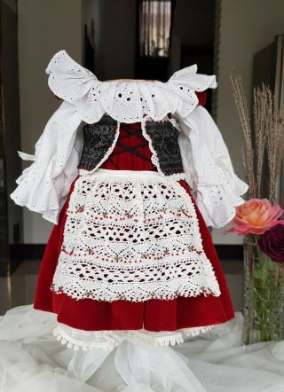 Dress For An Antique German Or French Dollf 19 - 21 " Tall Christmas Tale