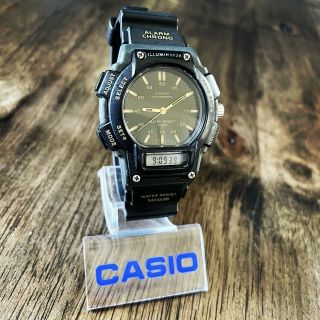 Vintage 1999 Casio Aq - 150w Analog Digital 100m Diver Watch Japan Movement