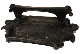 Antique Cast Iron Cat 15” Boot Scraper & Door Stop W/mud Tray Victorian