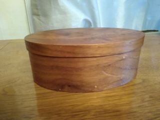 Flawless Vintage Shaker Walnut Oval Pantry Box 7 1/2 Inch Size With Copper Nails