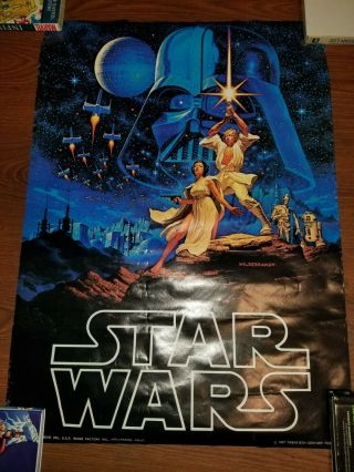 Vintage 1977 Star Wars Poster 20th Century Fox 28l X 20w Hildebrandt Rare