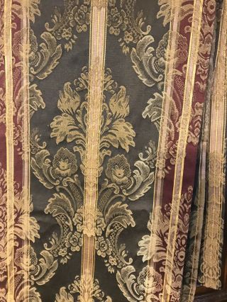 Croscill Majestic Green Gold Burgundy Fabric Shower Curtain Rare